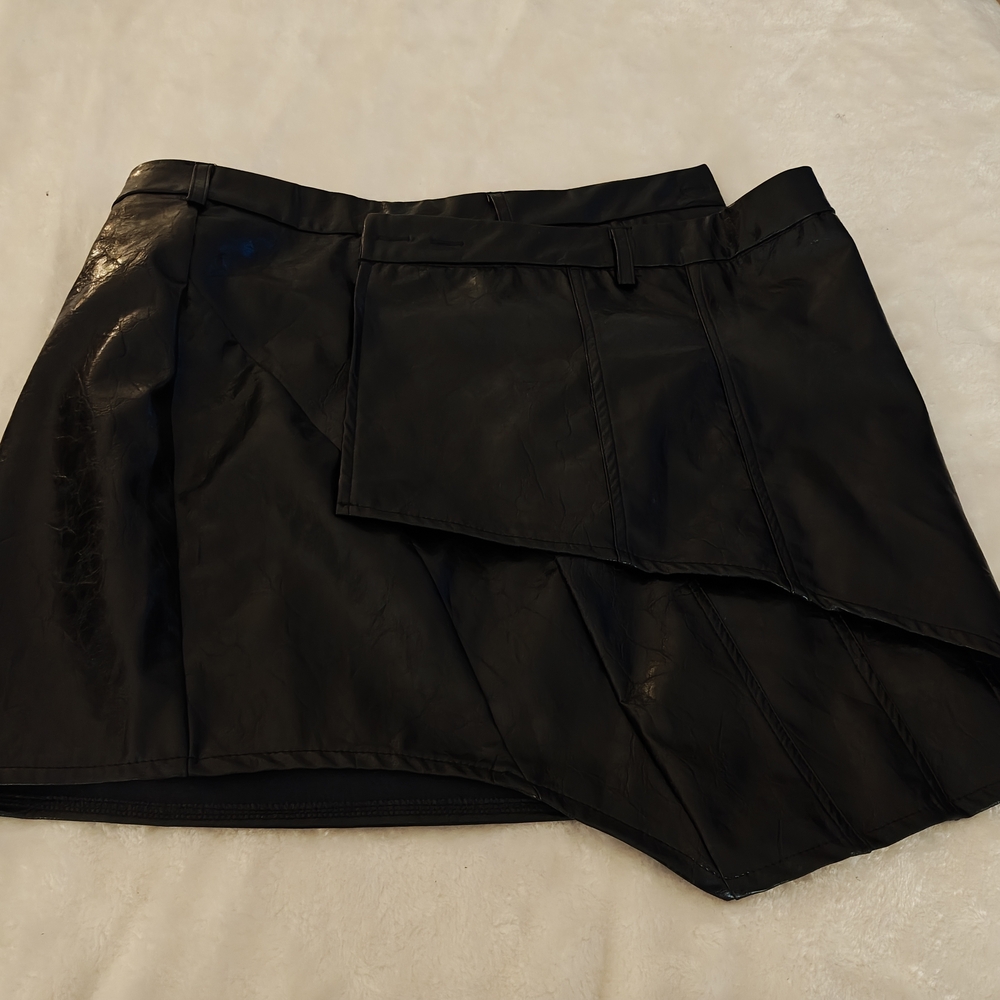 Black Asymmetrical Leather Skirt